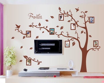 墙纸贴画客厅电视背景墙壁卧室可移除墙贴纸房间装饰贴创意相框树