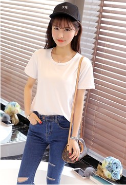 夏季纯色韩版宽松孕妇T恤 打底衫 黑白2色