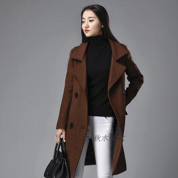 2015冬季新款女装中长款修身韩版时尚加厚大码呢子大衣羊绒外套女