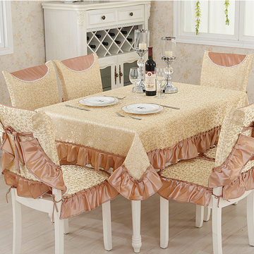 欧式家居桌布布艺套装餐椅子坐垫长方形茶几布台布金线提花餐桌布