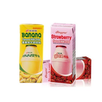 9月到期 韩国进口 宾格瑞草莓牛奶香蕉牛奶 拼箱发货 江浙沪包邮
