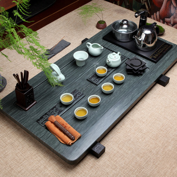 绿檀玉木纹石头茶盘功夫整套装茶具组合电磁炉四合一石材茶海大号