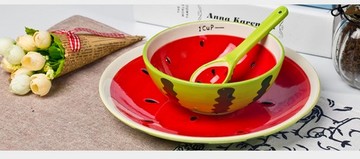 包邮绿色紫色军绿色白色红色陶瓷碗创意可爱餐具水果碗盘
