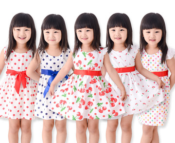 2015夏季女童连衣裙 儿童 娃娃全棉印花裙 中小童吊带背心裙日韩
