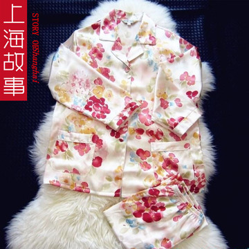 上海故事100桑蚕丝睡衣 女士高档真丝睡衣女两件套装长袖家居服