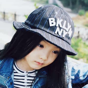 16朵朵小铺 韩国进口男女儿童亲子潮帽渔夫帽休闲条纹布帽盆帽子