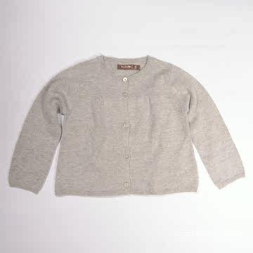法国2014秋装女童针织毛线开衫空调衫灰色法单秋季女宝宝薄外套