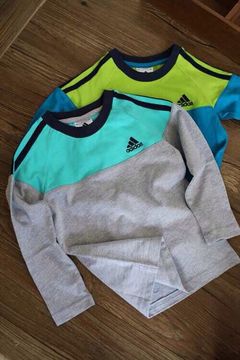 2015年出口日本春季新款男童纯棉毛圈 AD拼接圆领运动长袖T恤