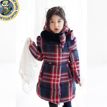 韩国童装正品 韩版女童毛领围脖冬款中大童羽绒服儿童外套中长款