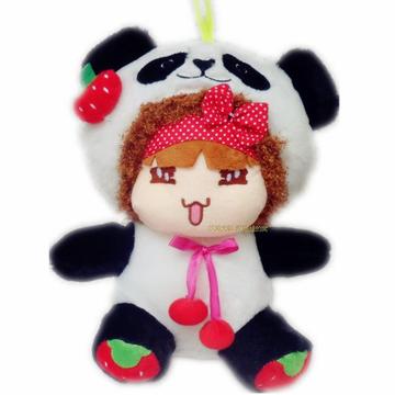 超萌MOC摩斯娃娃爆炸头变脸娃娃草莓熊猫公仔毛绒玩具玩偶礼物女