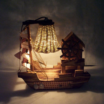 秒杀木质小船台灯创意个性带音乐盒居家卧室装饰摆件礼品精品包邮
