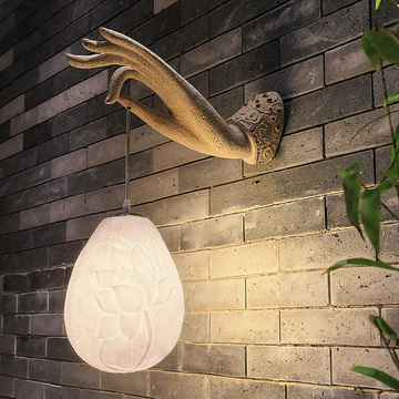 现代中式复古荷花壁灯创意个性走廊过道灯具装饰酒吧会所酒店壁灯