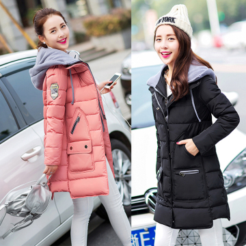2015冬季新款棉衣女韩版修身加大加厚连帽中长款羽绒服潮