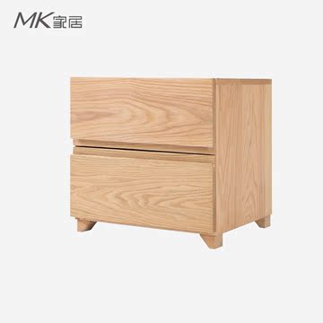 橡木床头柜 简约 实木床头柜 橡木 简约 双抽实木 床头柜 储物柜