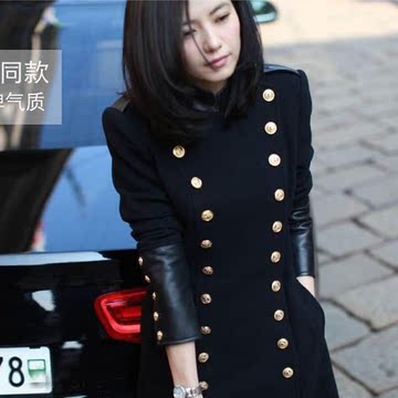 韩版2015秋冬女装高圆圆明星同款显瘦毛呢外套中长款羊绒呢子大衣