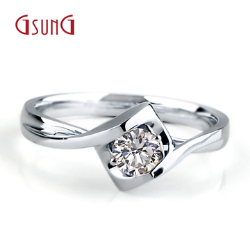 GsunG单钻PT950铂金钻石女戒指经典天使之吻指环定结婚个性定制