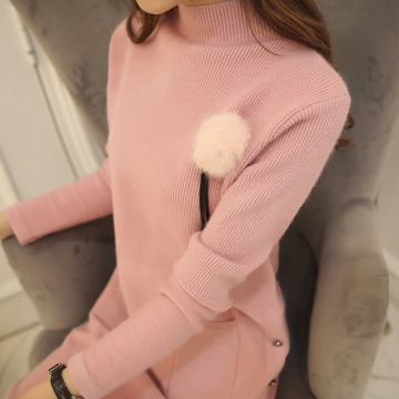 冬季新款毛衣女学生套头长袖小清新中长款甜美纯色打底衫上衣女