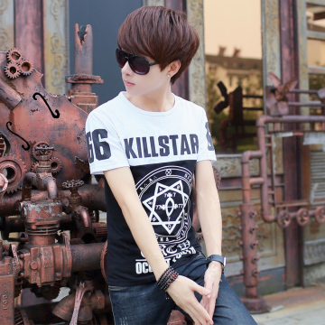 夏季男士韩版修身短袖t恤2015新款男装青少年纯棉圆领学生半截袖