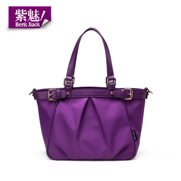紫魅皱褶尼龙女包欧美休闲手提包女士搭扣斜挎包新款手提包