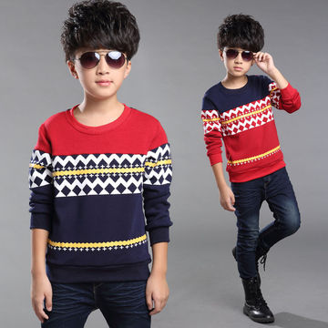 童装秋冬季新款韩版男童圆领套头加绒加厚打底衫儿童长袖上衣T恤9