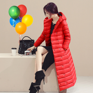 2016年新款韩版超长款羽绒服女冬季超长加厚修身过膝轻薄大码外套