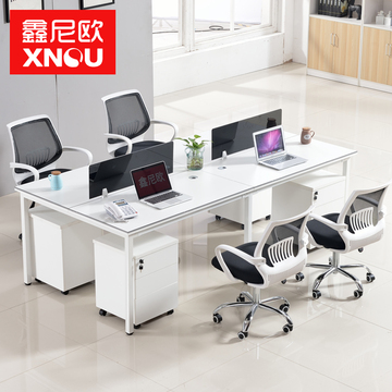 职员办公桌上海屏风员工位4人现代简约 办公家具桌椅四人位卡座
