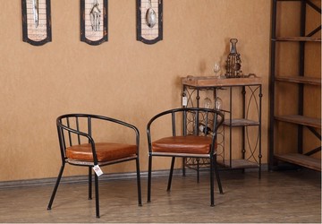 美式loft复古铁艺餐椅简约餐厅椅子靠背座椅实木电脑椅沙发椅促销