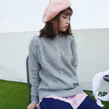 包邮促销2015年冬季韩版粗麻花纯色套头加厚长袖针织女装毛衣