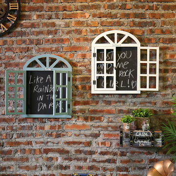 欧式复古创意仿真房屋窗户留言板餐厅奶茶店木质小清新广告牌壁饰