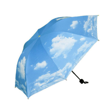 包邮 Umbrella蓝天白云晴雨三折折叠简约防紫外线雨个性伞