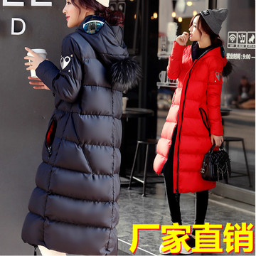 2015冬装新款中长款加厚修身棉衣女棉袄韩版时尚超长过膝棉服外套