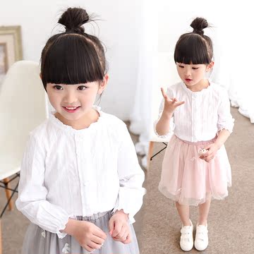 女童衬衫春秋装2016新款韩版长袖白色衬衣中小童宝宝童装上衣包邮