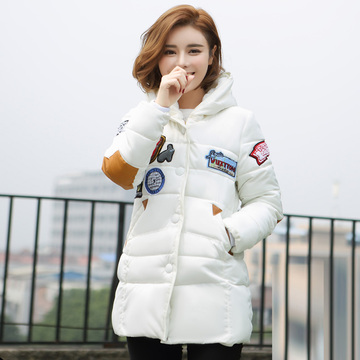 学生棉衣外套女2015韩版冬季中长款连帽大码大衣加厚羽绒棉风衣潮