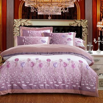 欧式床上用品全棉贡缎提花四件套纯棉被单被套四件套被套床单正品