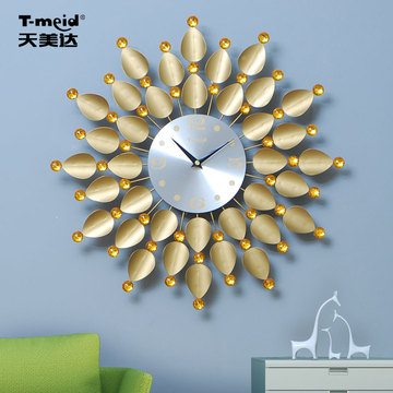天美达 钟表 挂钟 客厅 个性创意时钟 时尚装饰静音石英钟 大挂表