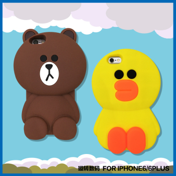 布朗熊Line卡通iPhone6S手机壳苹果6plus莎莉小黄鸭5S硅胶保护套