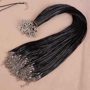 45cm男女黑色蜡线皮绳项链绳 带延长链 diy饰品配件、