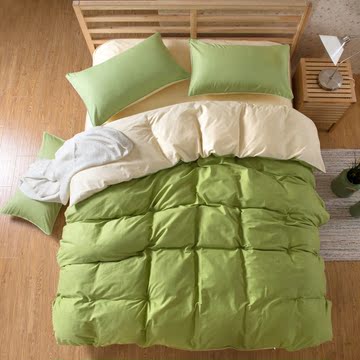 全棉纯色床单四件套双人 双拼纯棉简约美式床上用品被套床单