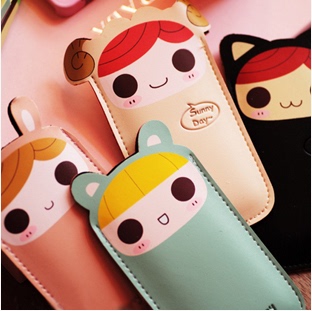 韩版可爱萝莉卡通PU皮手机套包苹果手机保护套