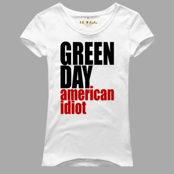 weiwei潮修身韩版纯棉大领女款短袖T恤摇滚乐队Green Day绿日