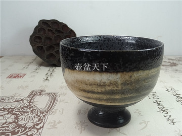 宜兴陶瓷紫砂花盆釉盆无孔水培花盆日式茶杯358