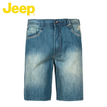 JEEP/吉普专柜同款男士美式休闲中腰直筒水洗牛仔短裤JS13WN301