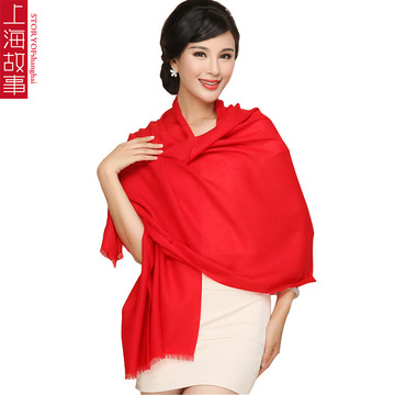 上海故事保暖披肩围巾两用女 秋冬季长款韩版羊毛围巾