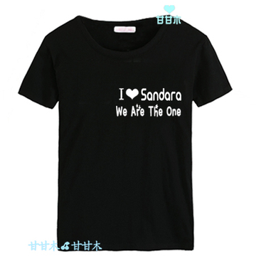 2NE1朴山多拉Sandara黑色夜光T恤短袖应援服会服衣服周边送照片