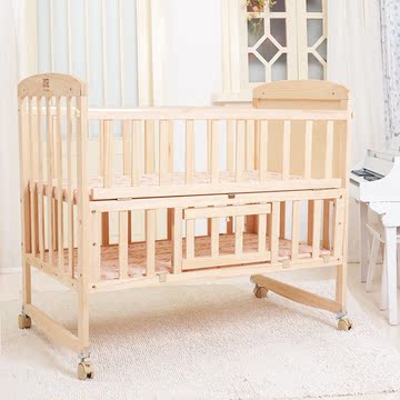 婴儿床实木可变书桌儿童床多功能白色婴儿摇篮床宝宝床送蚊帐