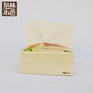 泉林本色BR180X 180抽面巾纸 塑装抽纸 餐巾纸 卫生用纸 单包