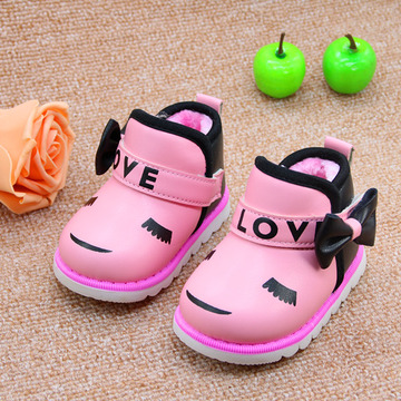 2015冬季1-2岁女宝宝学步鞋软底婴儿棉鞋韩版公主保暖雪地短靴子