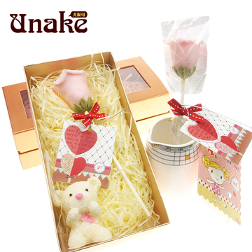尤昵可 情人节送礼玫瑰花和小熊浪漫巧克力礼盒（代可可脂）