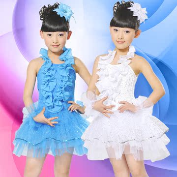 儿童演出服幼儿舞蹈服六一表演服装 女童树叶少儿公主纱裙拉丁舞