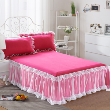 蕾丝床裙单件春夏韩式印花纯色公主床罩1.5/1.8米 床笠床垫保护罩